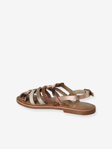 Leather strap sandals for children gold - vertbaudet enfant 