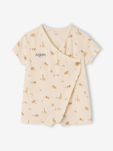 Customisable organic cotton playsuit ecru - vertbaudet enfant 