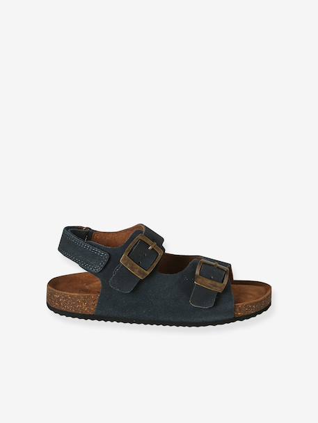 Sandales garçon cuir boucles bleu - vertbaudet enfant 