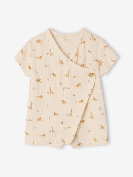 Customisable organic cotton playsuit ecru - vertbaudet enfant 
