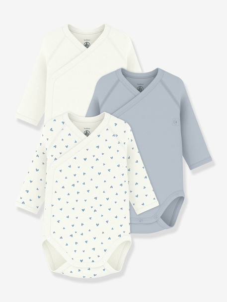 Pack of 3 PETIT BATEAU wrap bodysuits white - vertbaudet enfant 