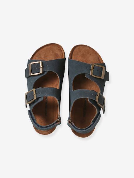 Sandales garçon cuir boucles bleu - vertbaudet enfant 