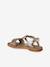 Leather Sandals for Girls, Designed for Autonomy 6467+brown+printed brown+turquoise - vertbaudet enfant 