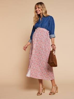 Jupe longue taille élastiquée motif fleuri - vertbaudet enfant -Jupe longue taille élastiquée motif fleuri