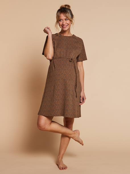 Leopard print nursing clothes nightie taupe - vertbaudet enfant 
