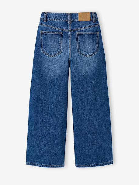 Girl's wide-leg denim trouser denim grey+medium blue - vertbaudet enfant 