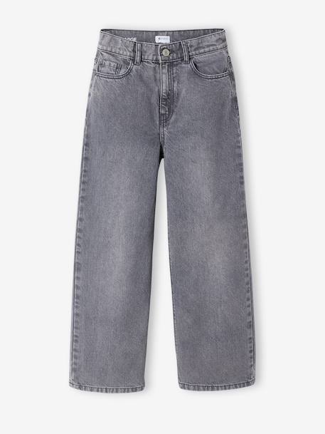 Girl's wide-leg denim trouser denim grey+medium blue - vertbaudet enfant 