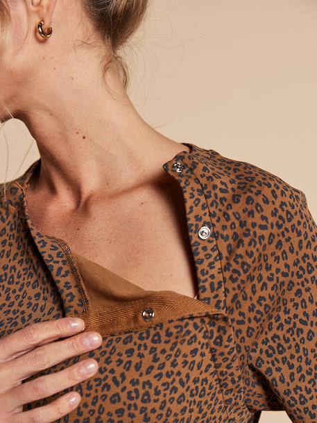 Leopard print nursing clothes nightie taupe - vertbaudet enfant 