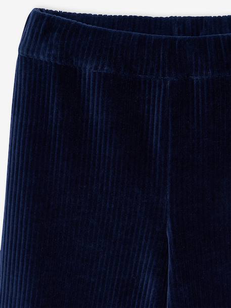 Wide-leg velvet trousers navy blue - vertbaudet enfant 