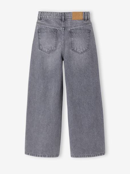 Girl's wide-leg denim trouser denim grey+medium blue - vertbaudet enfant 