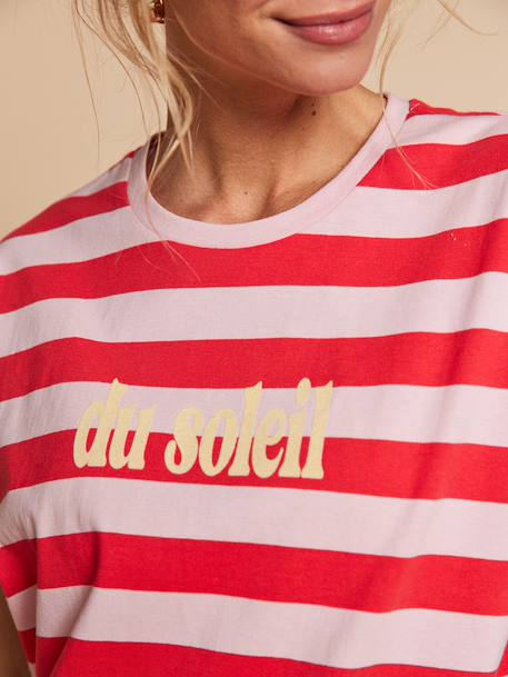 Striped 'sunshine' t-shirt dusky pink - vertbaudet enfant 