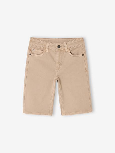 Boy's 5-pocket bermuda shorts clay beige+emerald green+grey blue+terracotta - vertbaudet enfant 