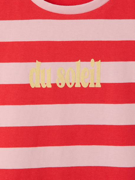 Girl's short-sleeved striped t-shirt - family capsule dusky pink - vertbaudet enfant 