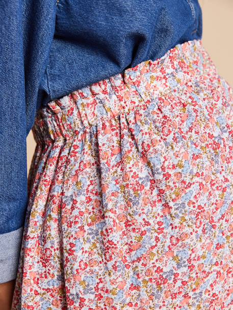 Long skirt with elasticated waist and floral pattern multicoloured - vertbaudet enfant 