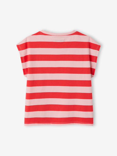 Girl's short-sleeved striped t-shirt - family capsule dusky pink - vertbaudet enfant 