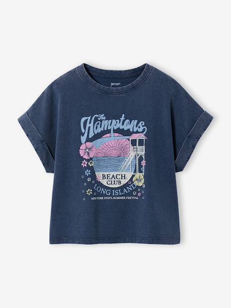 T-shirt manches courtes fille marine - vertbaudet enfant 