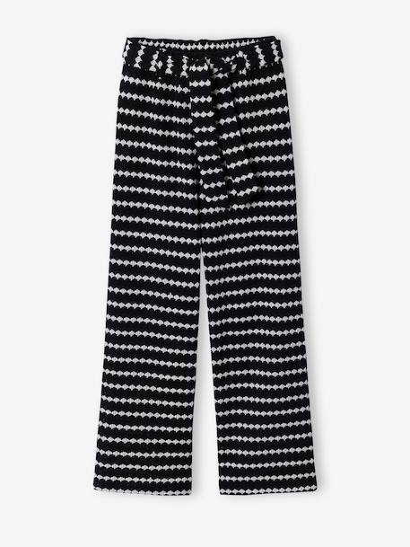 Fancy Knitted Wide-Leg Trousers for Girls, by JONEN black+striped black - vertbaudet enfant 