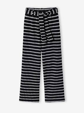 Fille-Pantalon large en maille fantaisie fille