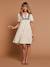 Cotton gauze dress with embroidered details sandy beige - vertbaudet enfant 