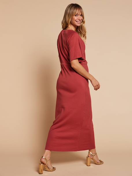 Long nursing clothes dress khaki+terracotta - vertbaudet enfant 