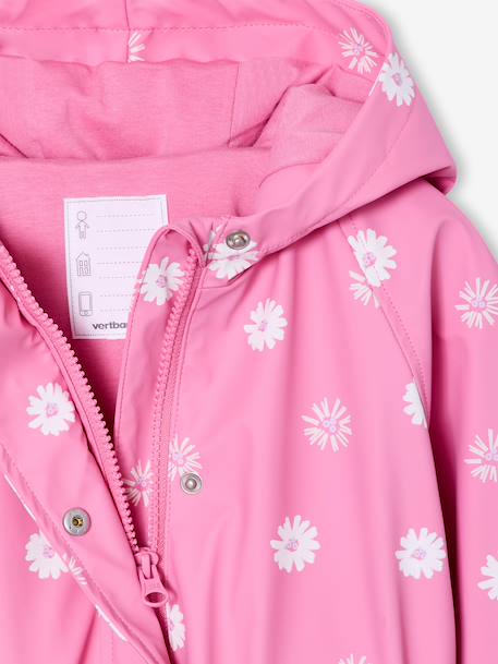 Hooded Raincoat with Magical Motifs for Girls GREEN MEDIUM ALL OVER PRINTED+rose+sky blue - vertbaudet enfant 