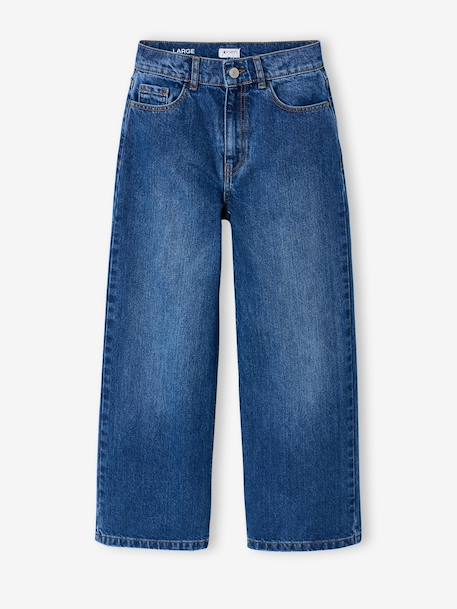 Girl's wide-leg denim trouser denim grey+medium blue - vertbaudet enfant 