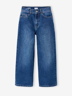 -Pantalon large fille denim