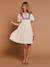 Cotton gauze dress with embroidered details sandy beige - vertbaudet enfant 
