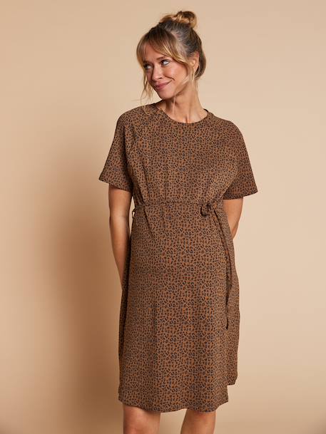Leopard print nursing clothes nightie taupe - vertbaudet enfant 