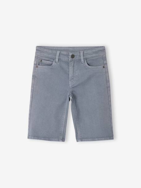 Boy's 5-pocket bermuda shorts clay beige+emerald green+grey blue+terracotta - vertbaudet enfant 