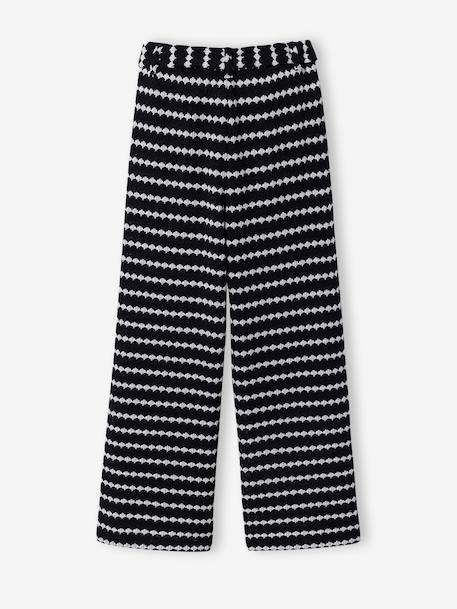 Fancy Knitted Wide-Leg Trousers for Girls, by JONEN black+striped black - vertbaudet enfant 