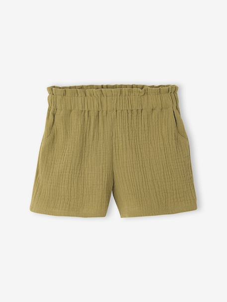 Girl's cotton gauze shorts - family capsule olive - vertbaudet enfant 