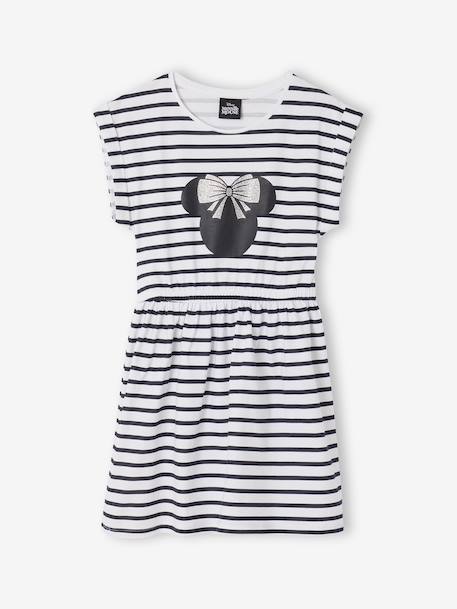 Minnie short-sleeved striped dress striped navy blue - vertbaudet enfant 