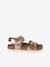 Leather sandals with double buckles gold+pale pink - vertbaudet enfant 