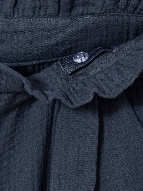 Jonen girl's cotton gauze trousers ink blue+khaki - vertbaudet enfant 