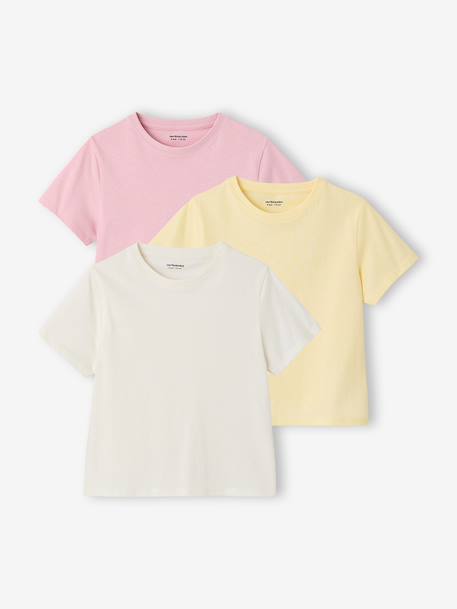 Lot de 3 tee-shirts fille personnalisable rose pâle - vertbaudet enfant 