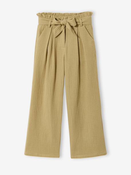 Jonen girl's cotton gauze trousers ink blue+khaki - vertbaudet enfant 