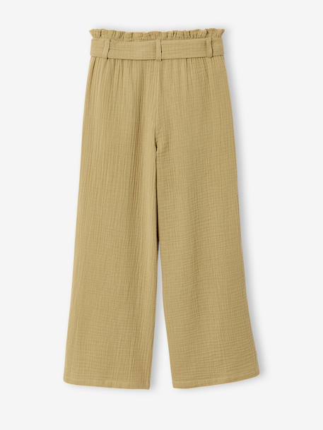 Jonen girl's cotton gauze trousers ink blue+khaki - vertbaudet enfant 