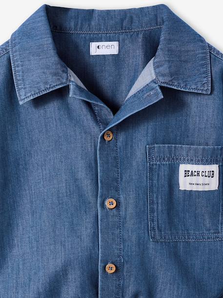 Lightweight denim girl's shirt and short set medium blue - vertbaudet enfant 
