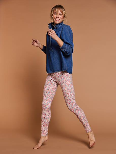 Women's floral print organic cotton leggings multicoloured - vertbaudet enfant 