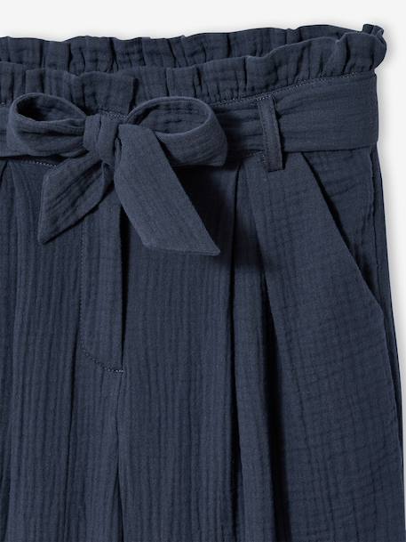Pantalon en gaze de coton fille Jonen encre+kaki - vertbaudet enfant 