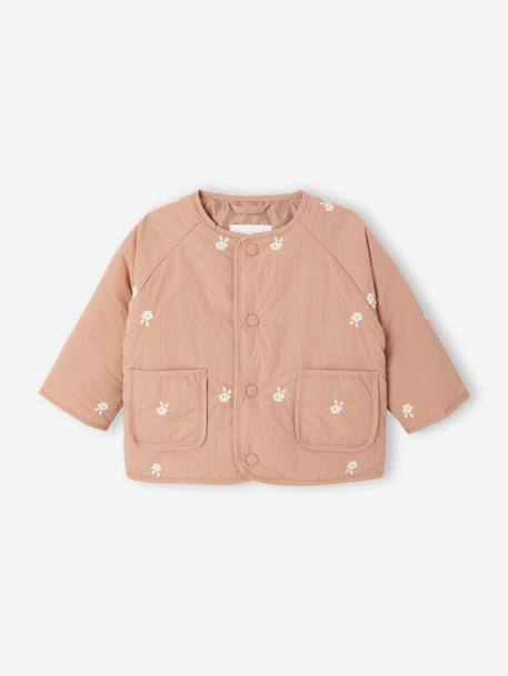 Embroidered padded jacket for baby girls pecan nut - vertbaudet enfant 