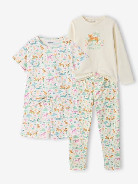 Pack of 2 girls' short-sleeved short pyjamas ecru - vertbaudet enfant 