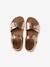 Leather sandals with double buckles gold+pale pink - vertbaudet enfant 