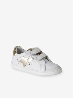 Shoes-Leather Trainers with Hook-&-Loop Straps for Children, Designed for Autonomy 