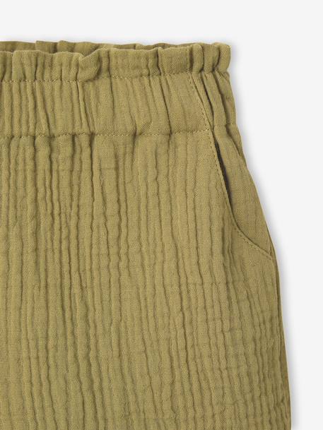 Girl's cotton gauze shorts - family capsule olive - vertbaudet enfant 
