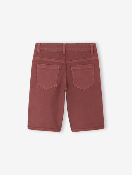 Boy's 5-pocket bermuda shorts clay beige+emerald green+grey blue+terracotta - vertbaudet enfant 