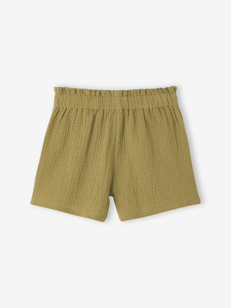 Girl's cotton gauze shorts - family capsule olive - vertbaudet enfant 