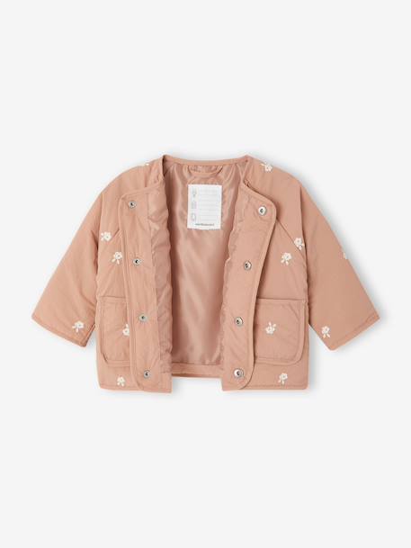 Embroidered padded jacket for baby girls pecan nut - vertbaudet enfant 