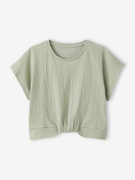 Blouse manches courtes blanc imprimé+vert amande - vertbaudet enfant 